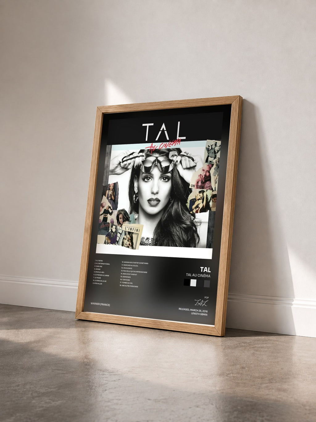 #bois Tableau de l'album Tal au cinéma de TAL vu de trois quarts, cadre en bois brut