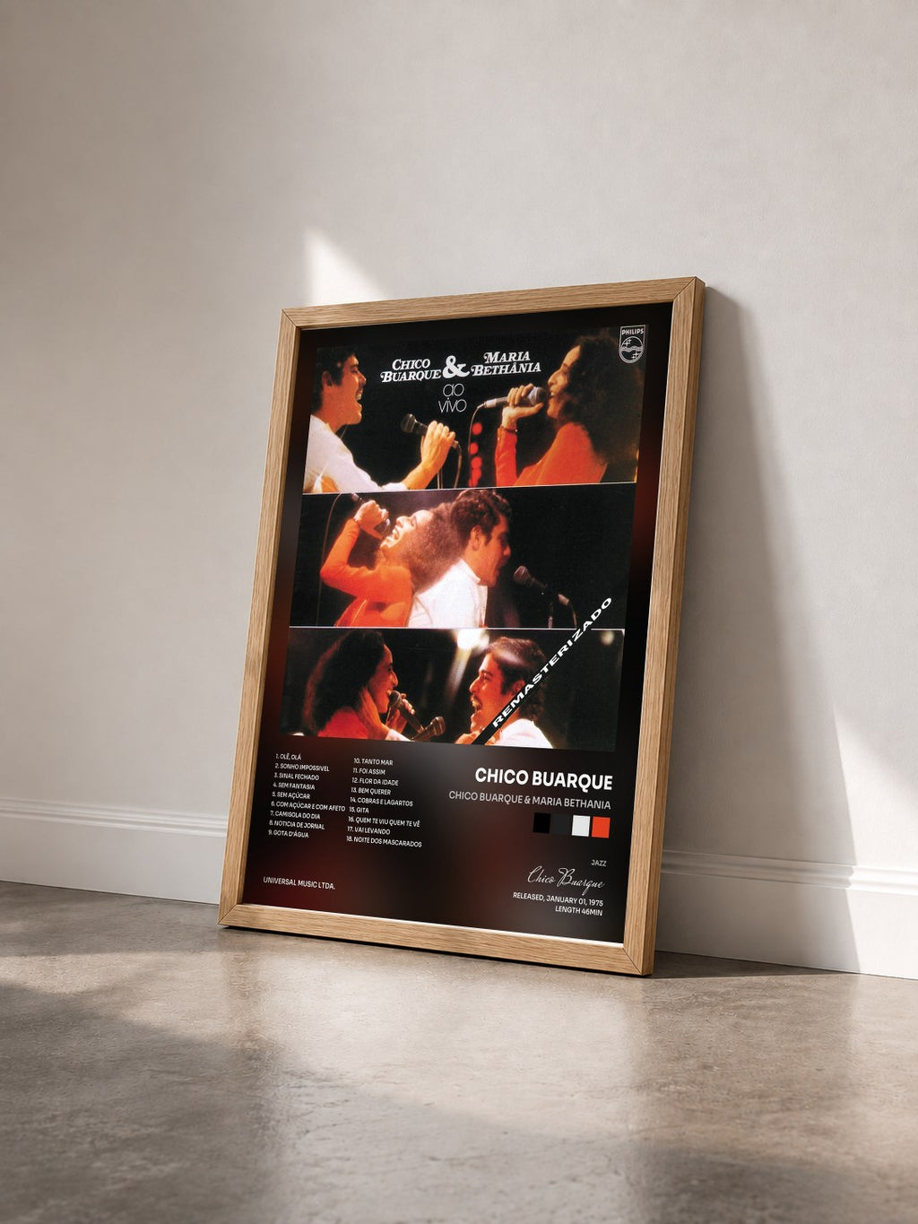#bois Tableau de l'album Chico Buarque & Maria Bethania de Chico Buarque vu de trois quarts, cadre en bois brut