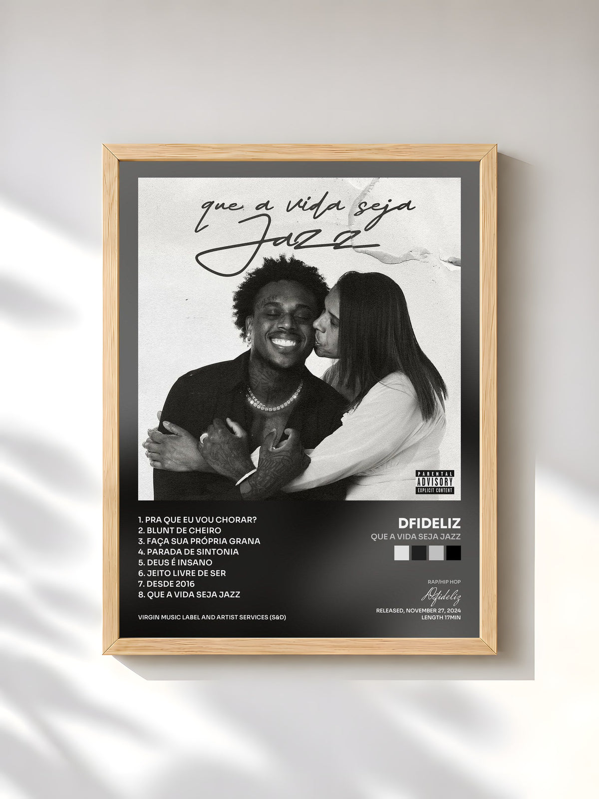 #bois Tableau de l'album Que A Vida Seja Jazz de Dfideliz, cadre en bois brut, imprimé et encadré en France