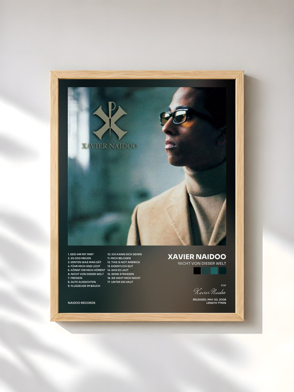 #bois Tableau de l'album Nicht von dieser Welt de Xavier Naidoo, cadre en bois brut, imprimé et encadré en France