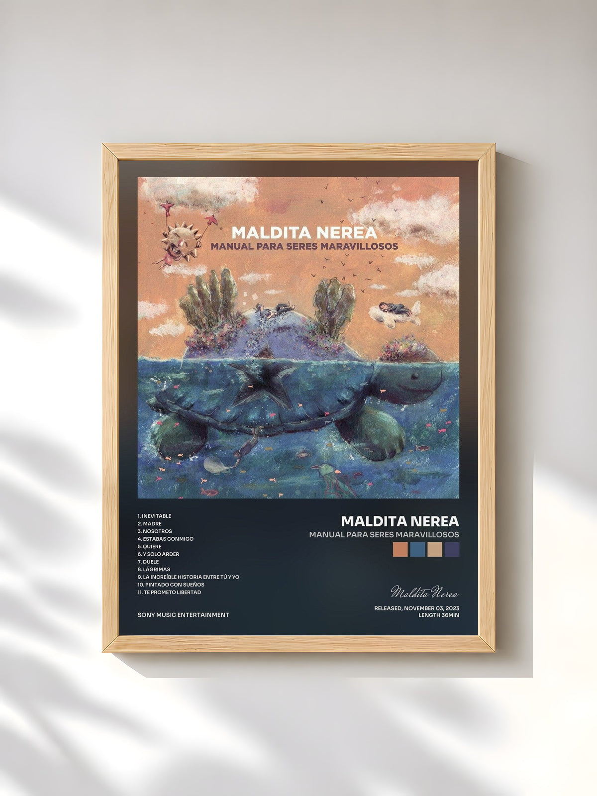 #bois Tableau de l'album Manual para seres maravillosos de Maldita Nerea, cadre en bois brut, imprimé et encadré en France