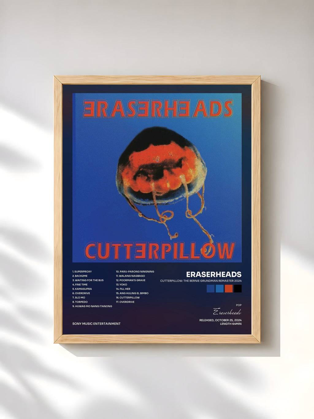 #bois Tableau de l'album Cutterpillow: The Bernie Grundman Remaster 2024 de Eraserheads, cadre en bois brut, imprimé et encadré en France