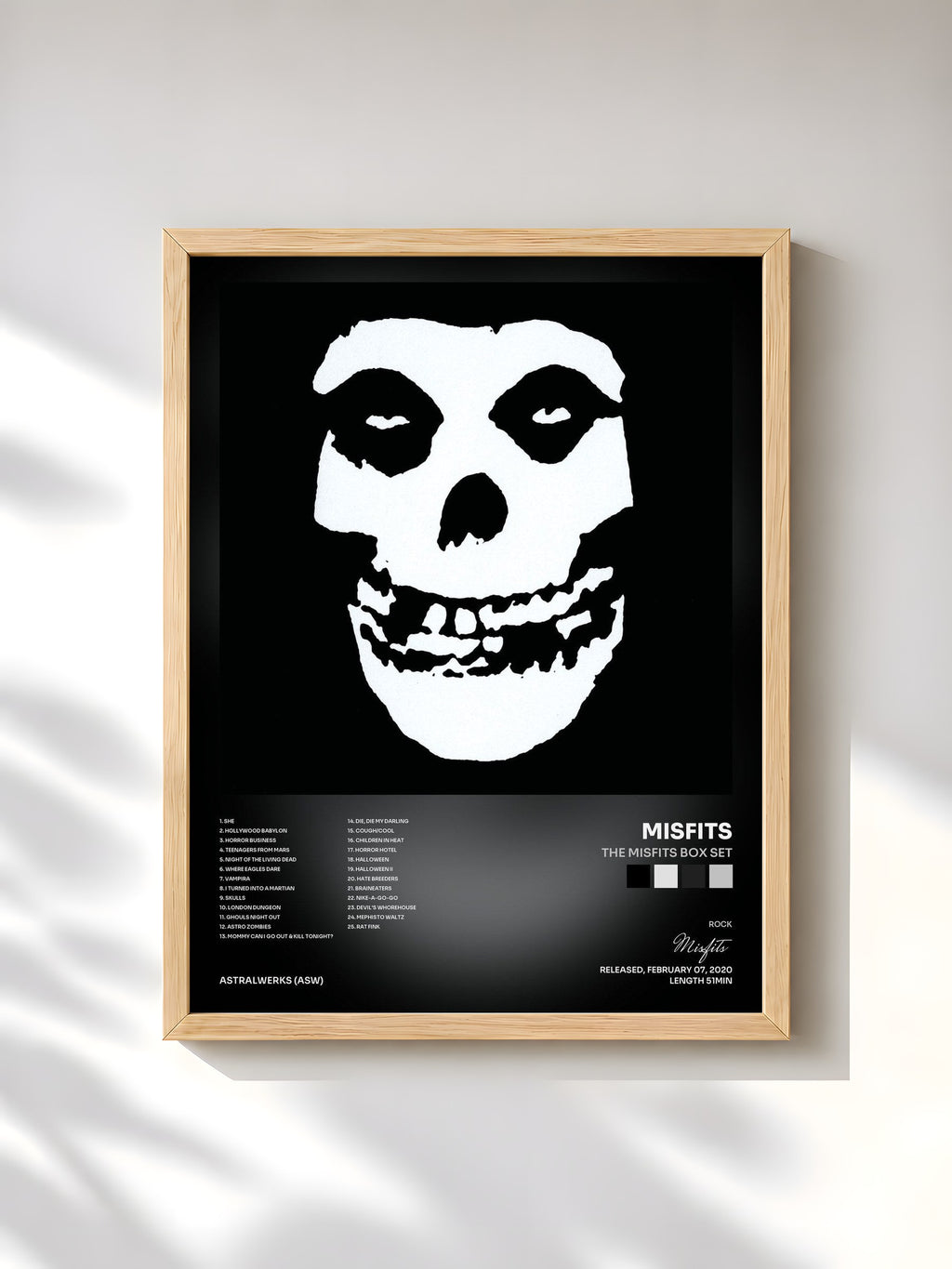 #bois Tableau de l'album The Misfits Box Set de Misfits, cadre en bois brut, imprimé et encadré en France