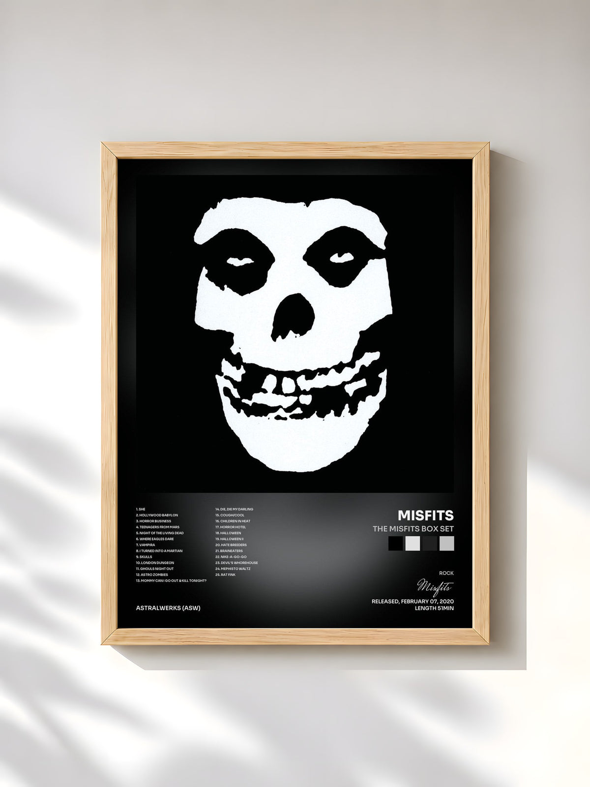 #bois Tableau de l'album The Misfits Box Set de Misfits, cadre en bois brut, imprimé et encadré en France