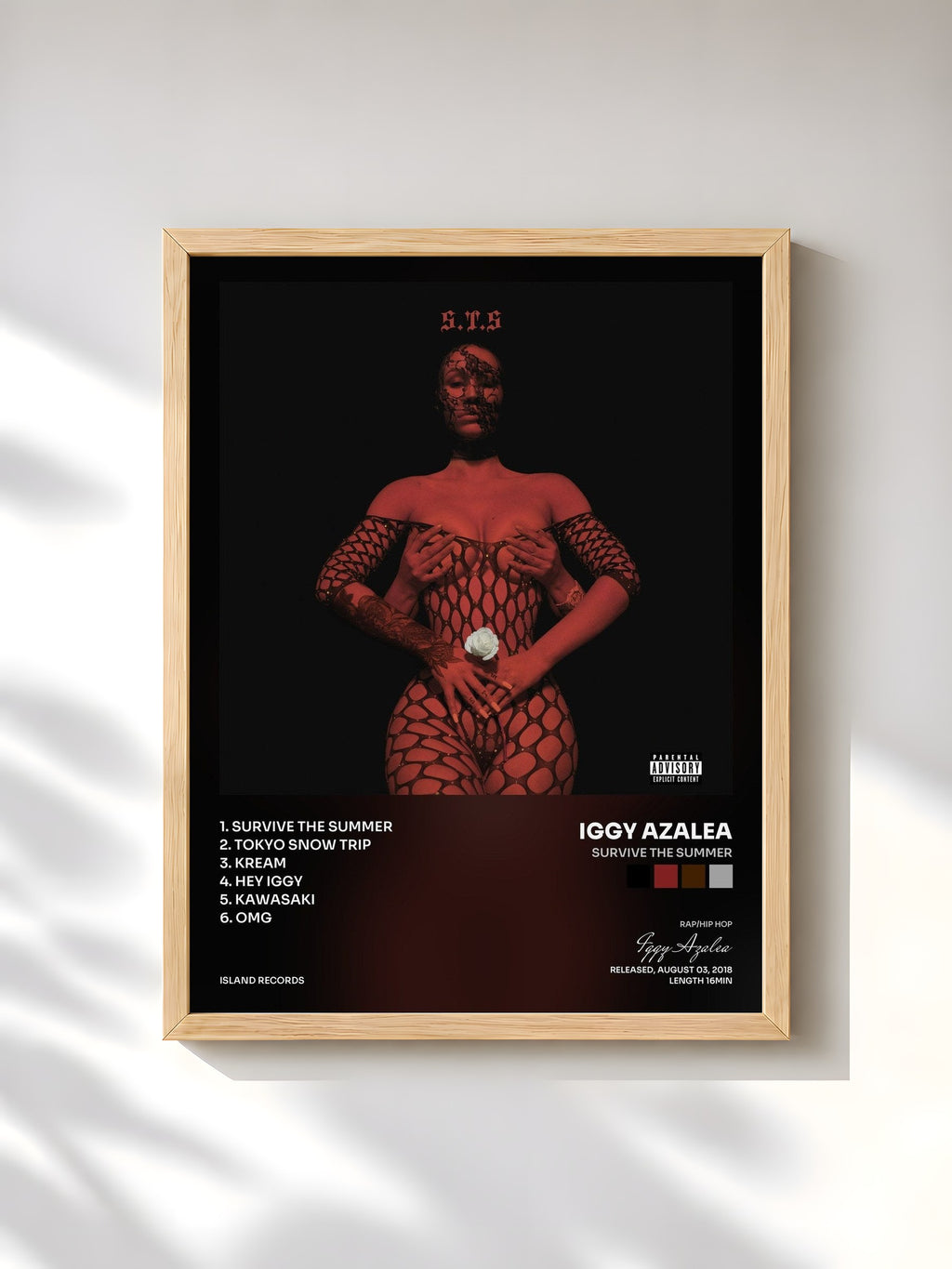 #bois Tableau de l'album Survive The Summer de Iggy Azalea, cadre en bois brut, imprimé et encadré en France
