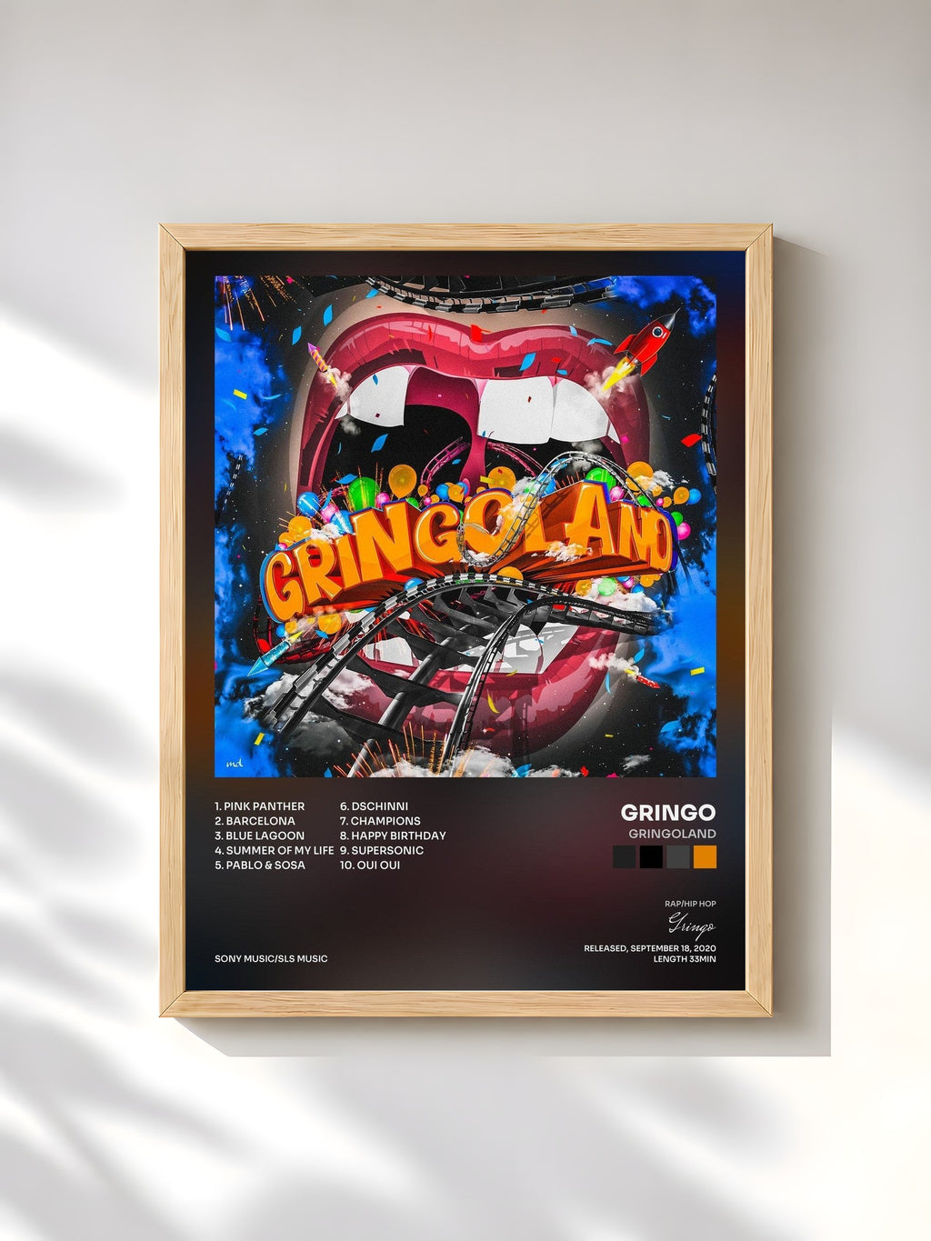 #bois Tableau de l'album GRiNGOLAND de Gringo, cadre en bois brut, imprimé et encadré en France