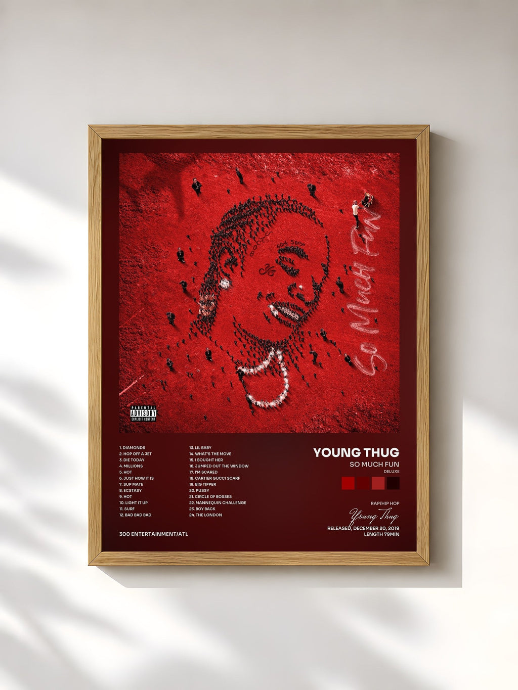 #bois Tableau de l'album So Much Fun (Deluxe) de Young Thug, cadre en bois brut, imprimé et encadré en France