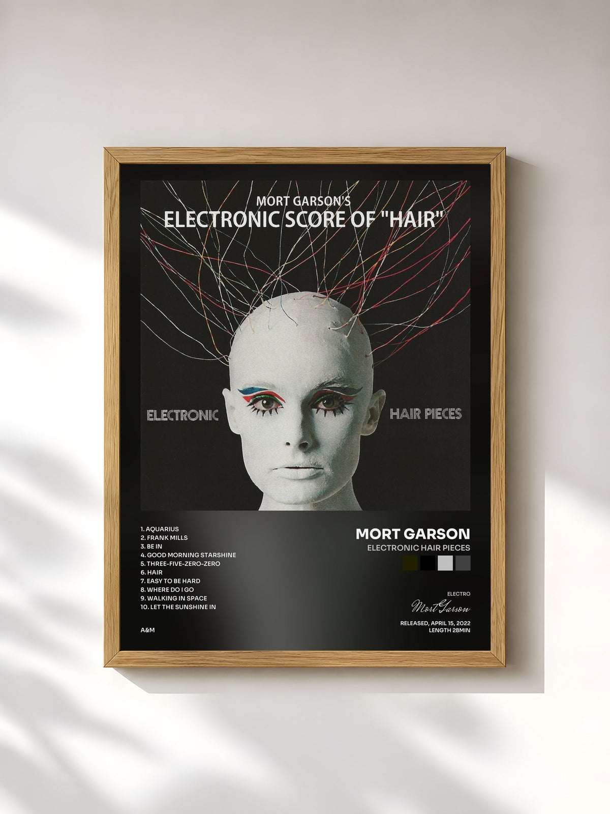 #bois Tableau de l'album Electronic Hair Pieces de Mort Garson, cadre en bois brut, imprimé et encadré en France