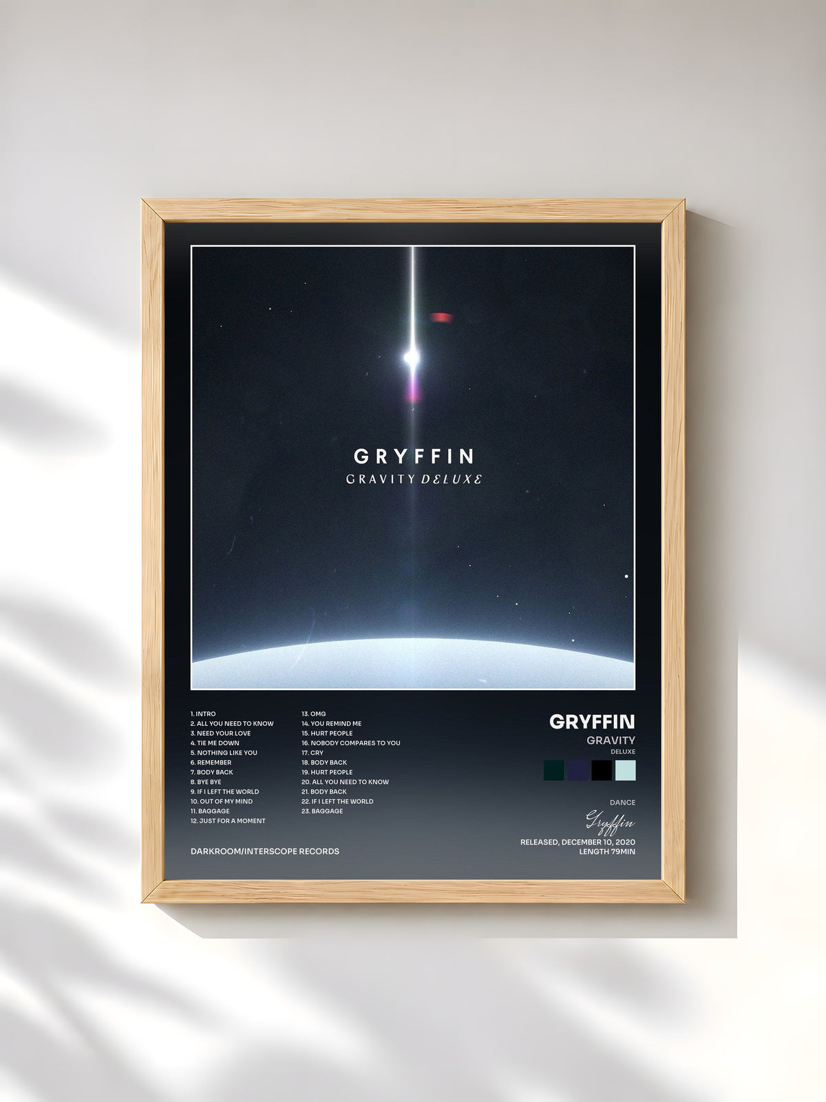 #bois Tableau de l'album Gravity (Deluxe) de Gryffin, cadre en bois brut, imprimé et encadré en France
