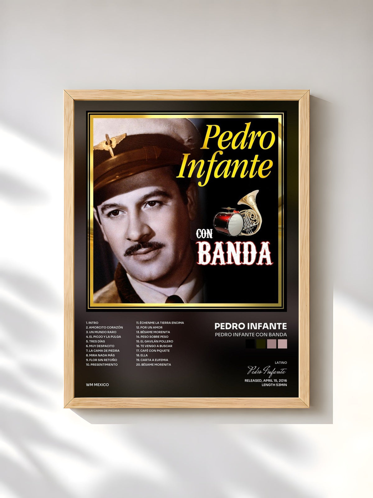 #bois Tableau de l'album Pedro Infante Con Banda de Pedro Infante, cadre en bois brut, imprimé et encadré en France