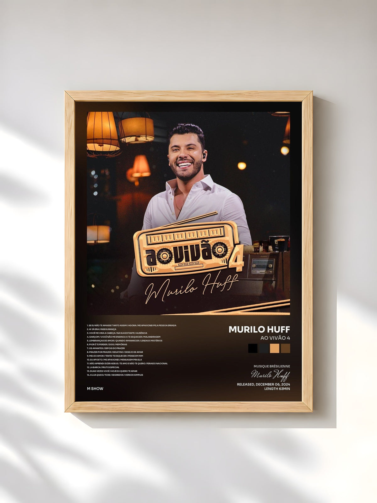 #bois Tableau de l'album Ao Vivão 4 de Murilo Huff, cadre en bois brut, imprimé et encadré en France