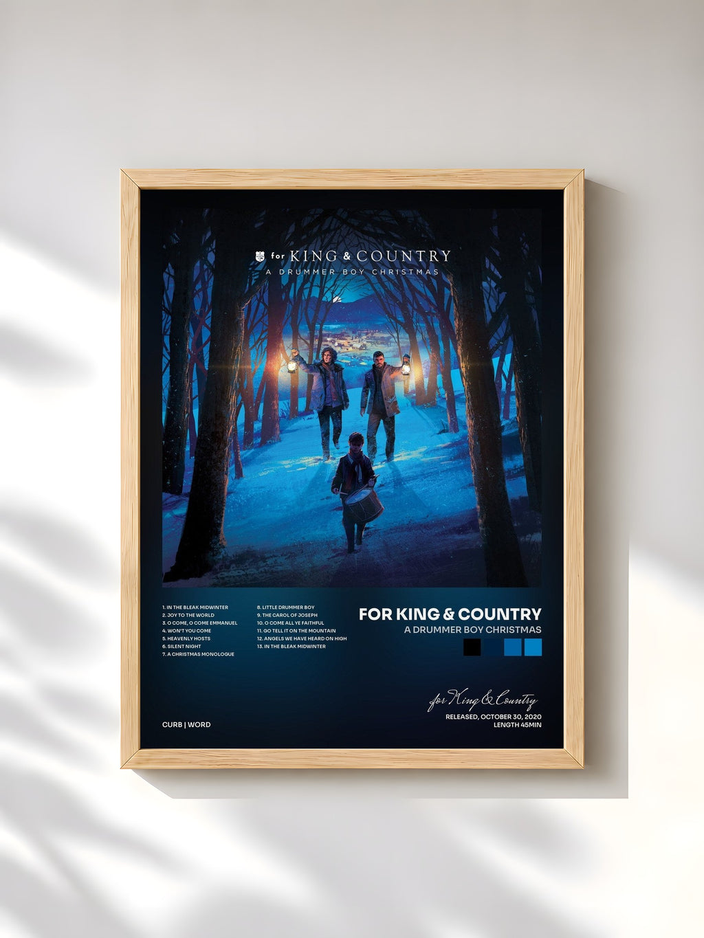 #bois Tableau de l'album A Drummer Boy Christmas de for King & Country, cadre en bois brut, imprimé et encadré en France