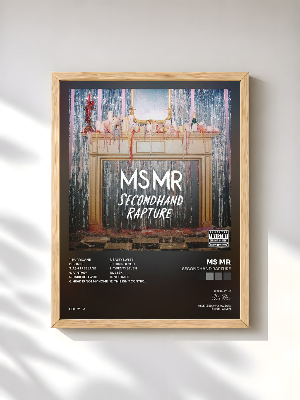 #bois Tableau de l'album Secondhand Rapture de Ms Mr, cadre en bois brut, imprimé et encadré en France