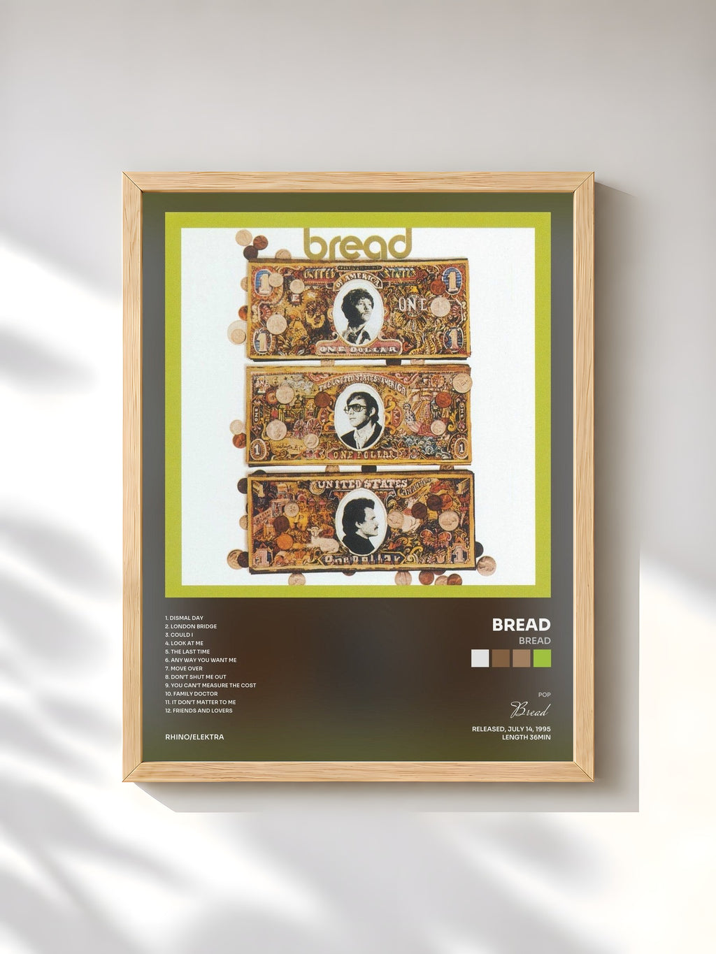 #bois Tableau de l'album Bread de Bread, cadre en bois brut, imprimé et encadré en France