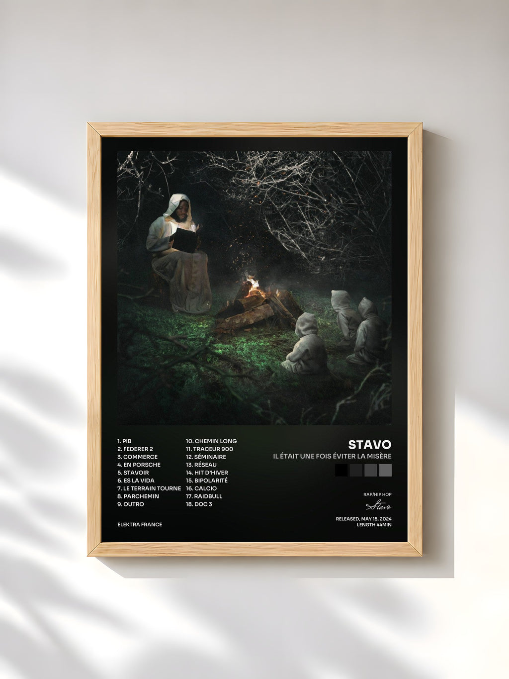 #bois Tableau de l'album Il était une fois éviter la misère de Stavo, cadre en bois brut, imprimé et encadré en France