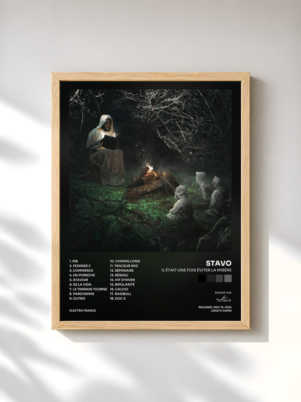 #bois Tableau de l'album Il était une fois éviter la misère de Stavo, cadre en bois brut, imprimé et encadré en France
