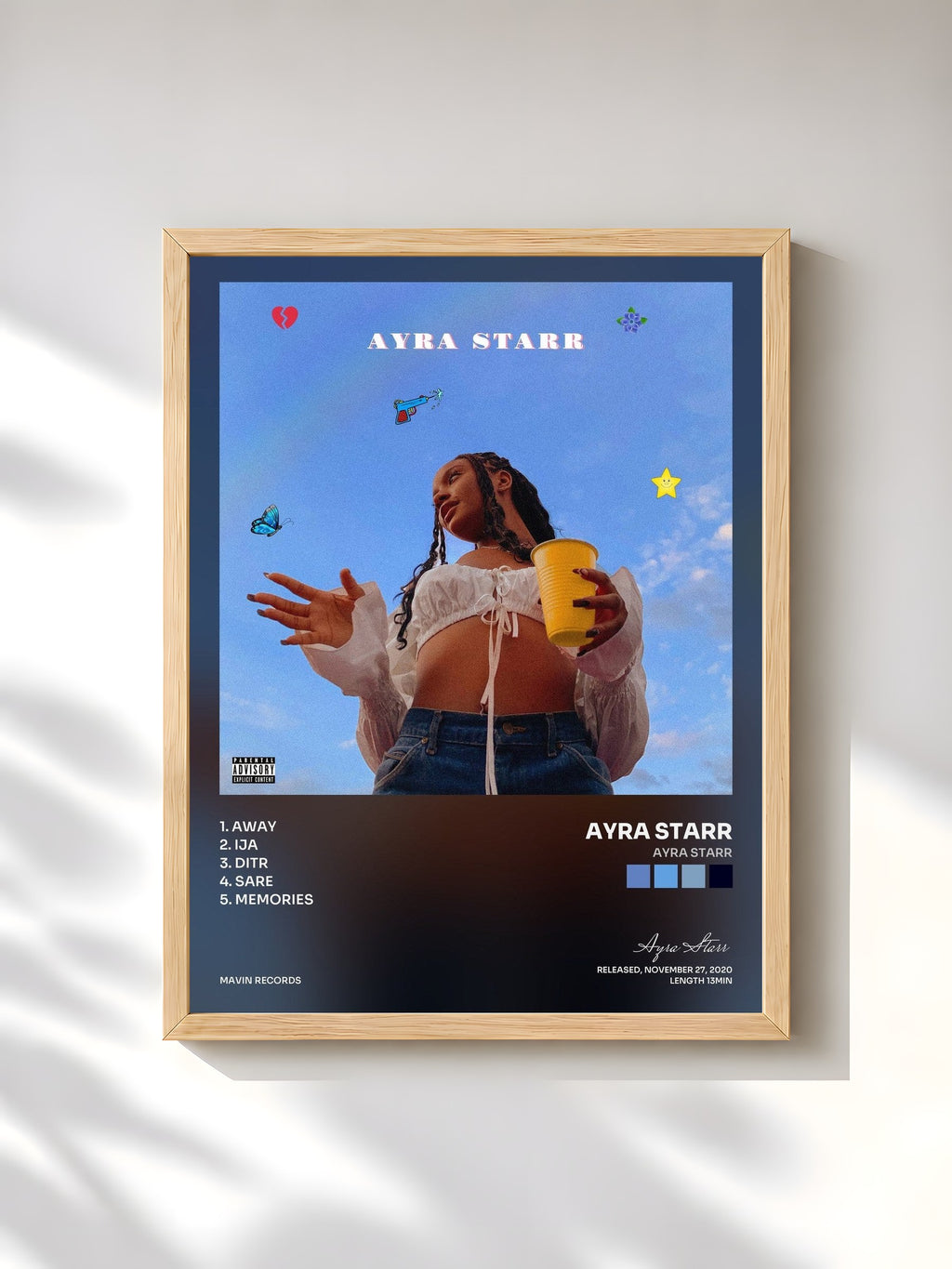 #bois Tableau de l'album Ayra Starr de Ayra Starr, cadre en bois brut, imprimé et encadré en France