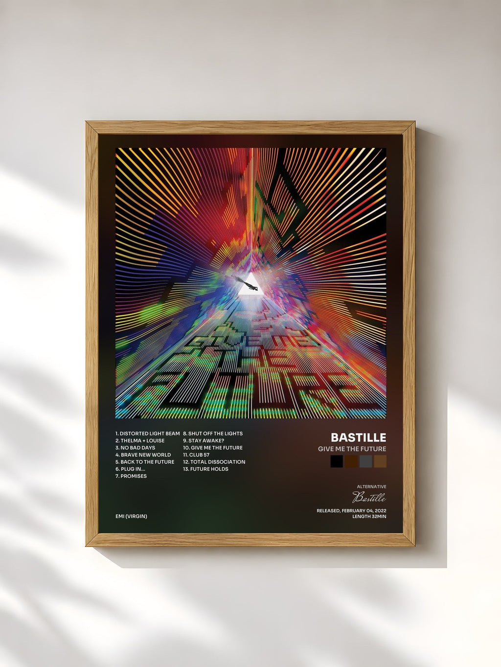 #bois Tableau de l'album Give Me The Future de Bastille, cadre en bois brut, imprimé et encadré en France