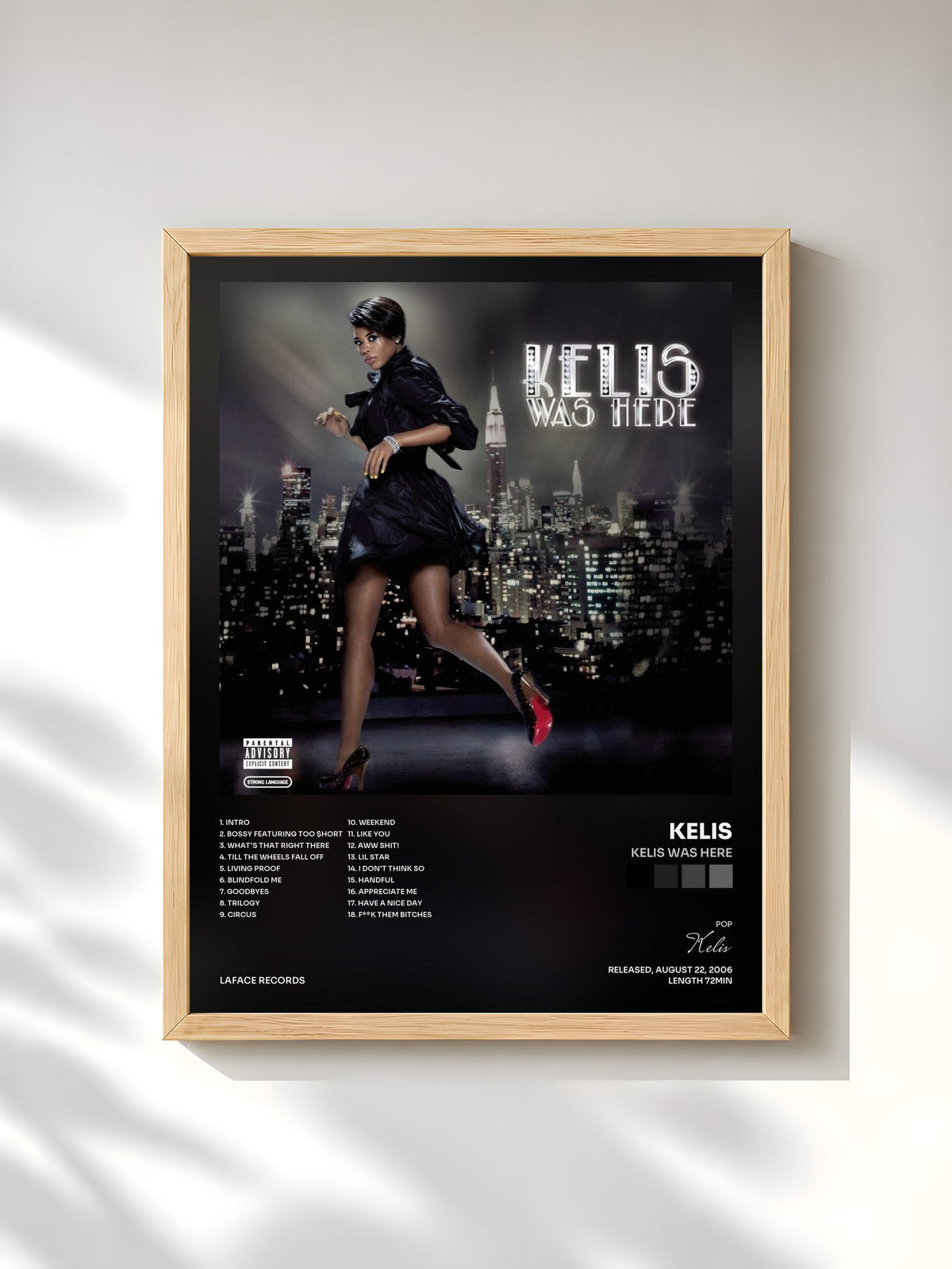#bois Tableau de l'album Kelis Was Here de Kelis, cadre en bois brut, imprimé et encadré en France