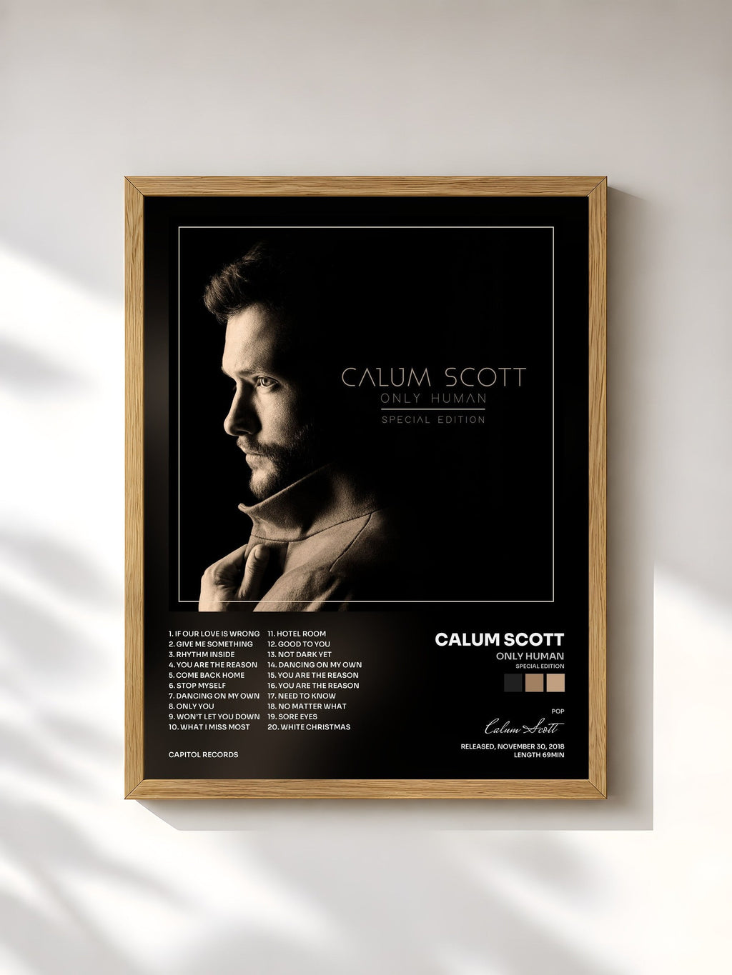 #bois Tableau de l'album Only Human (Special Edition) de Calum Scott, cadre en bois brut, imprimé et encadré en France