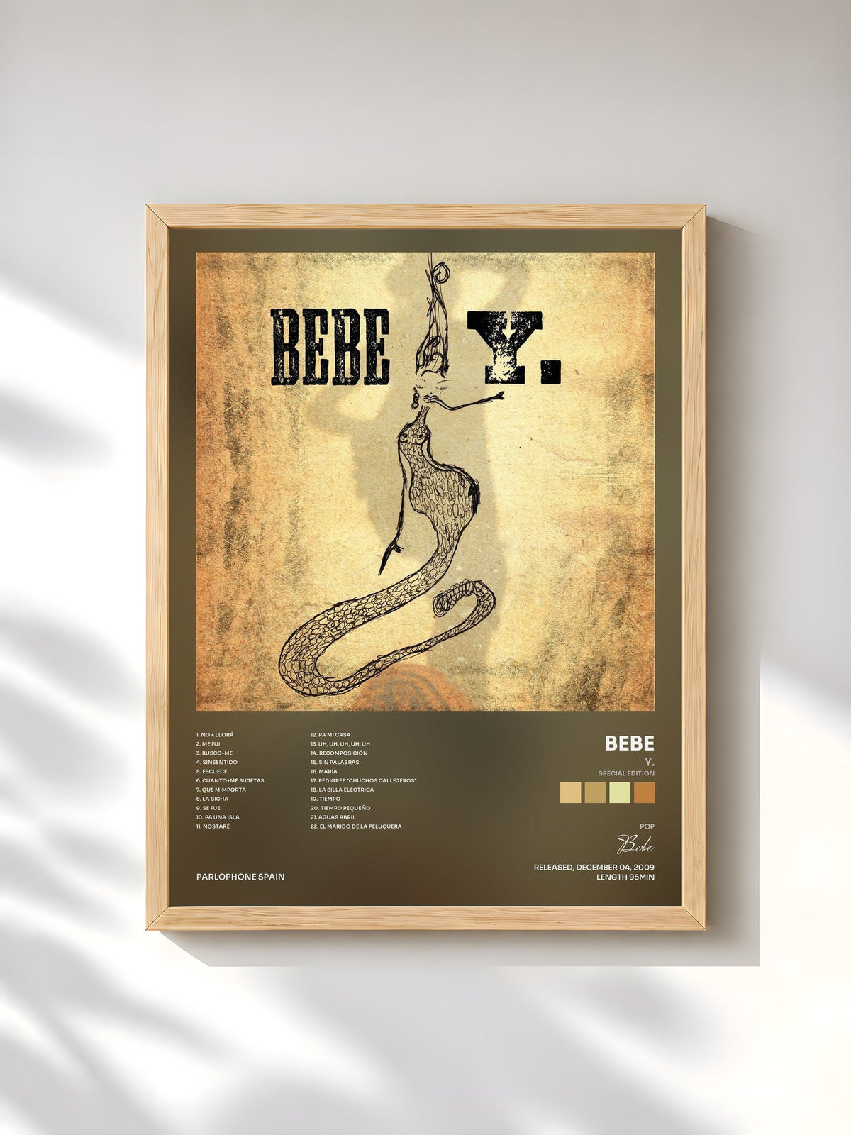 #bois Tableau de l'album Y. (Special Edition) de Bebe, cadre en bois brut, imprimé et encadré en France