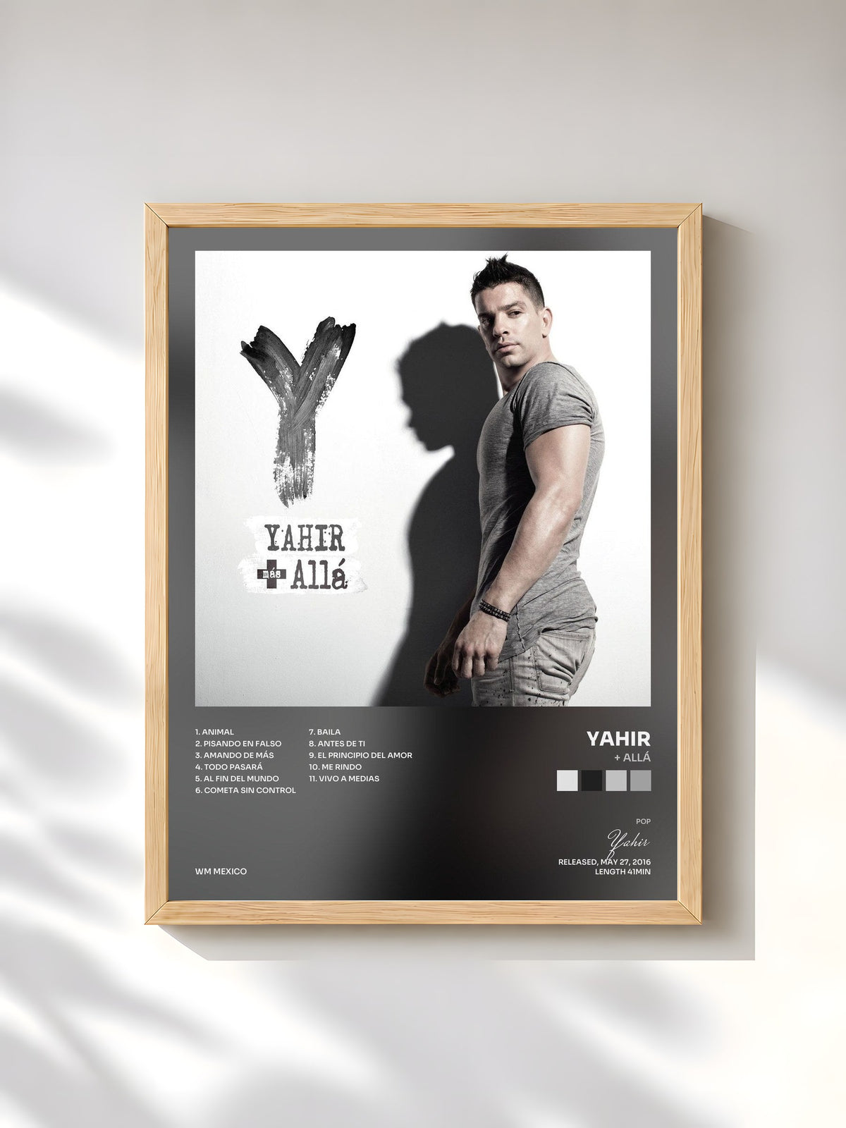#bois Tableau de l'album + Allá de Yahir, cadre en bois brut, imprimé et encadré en France