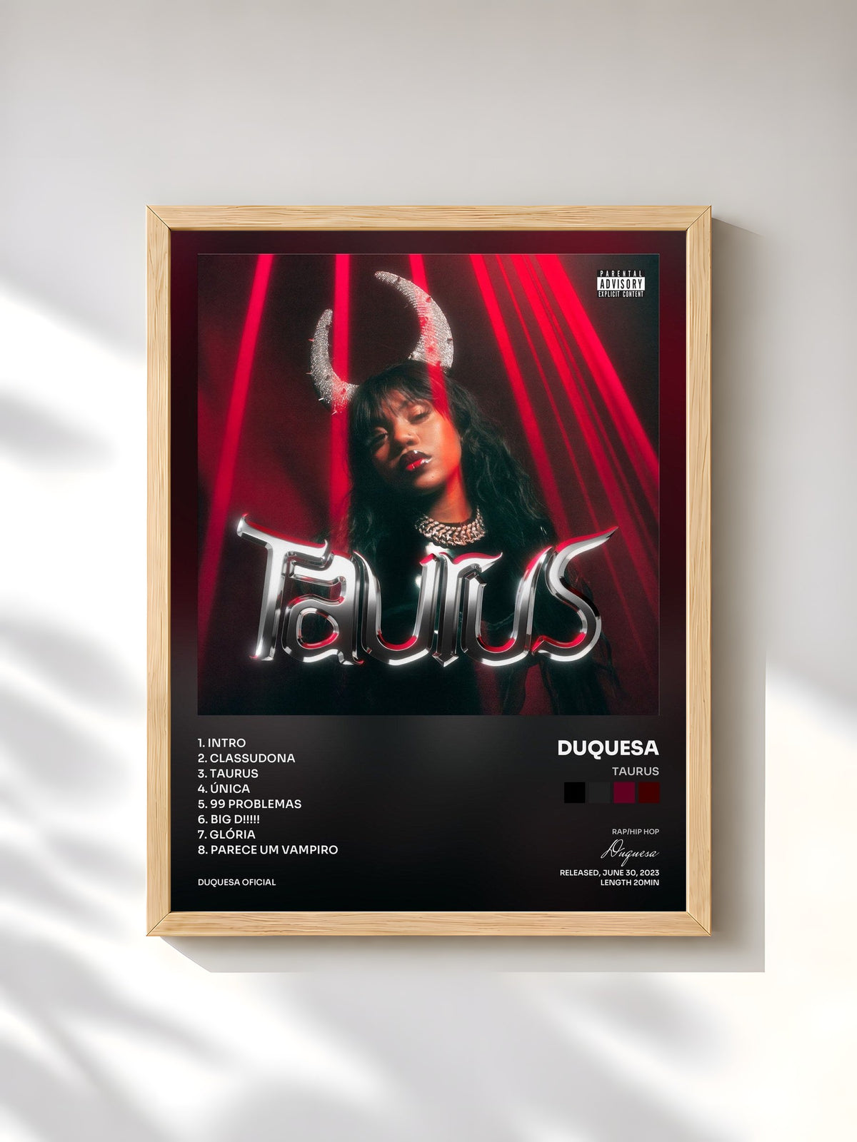 #bois Tableau de l'album TAURUS de Duquesa, cadre en bois brut, imprimé et encadré en France