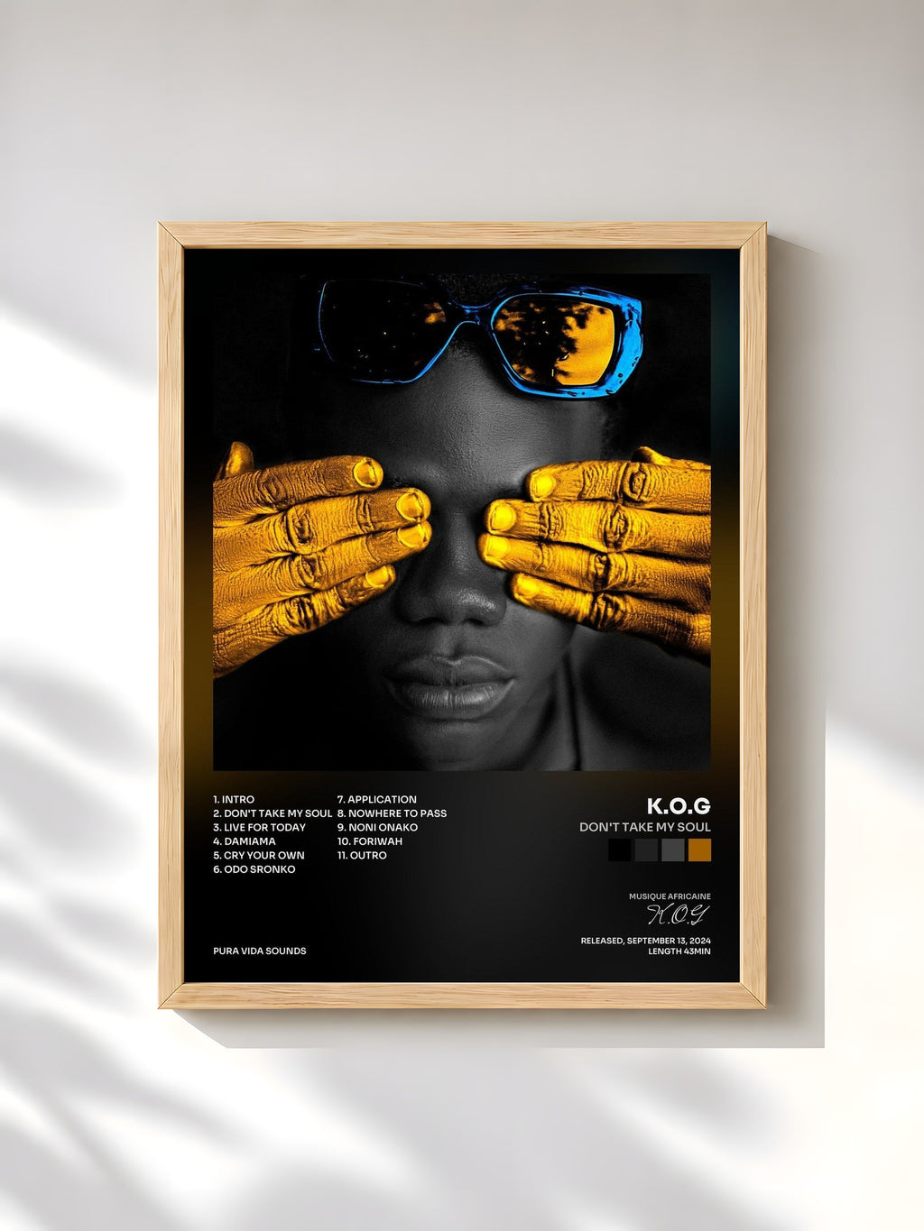 #bois Tableau de l'album Don't Take My Soul de K.O.G, cadre en bois brut, imprimé et encadré en France