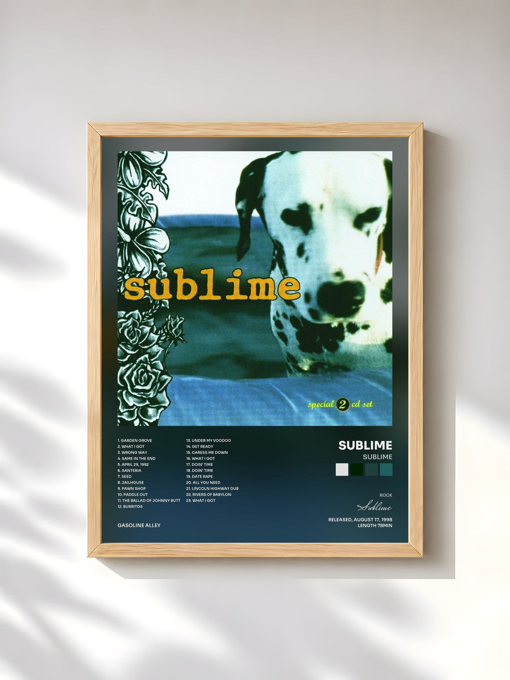 #bois Tableau de l'album Sublime de Sublime, cadre en bois brut, imprimé et encadré en France