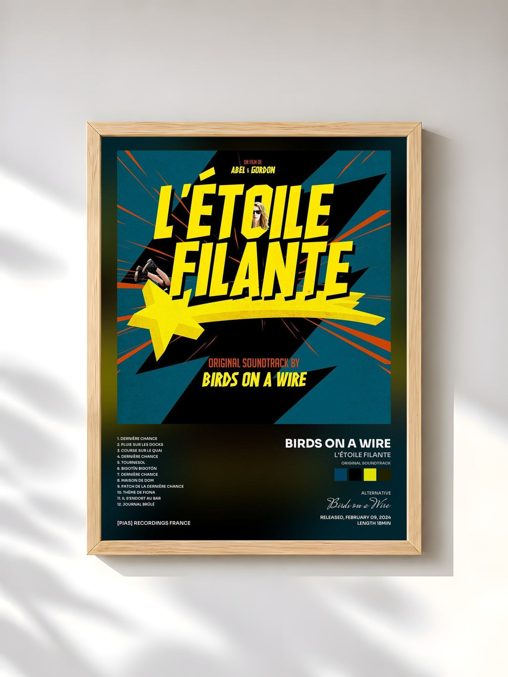 #bois Tableau de l'album L'Étoile Filante (Original Soundtrack) de Birds on a Wire, cadre en bois brut, imprimé et encadré en France