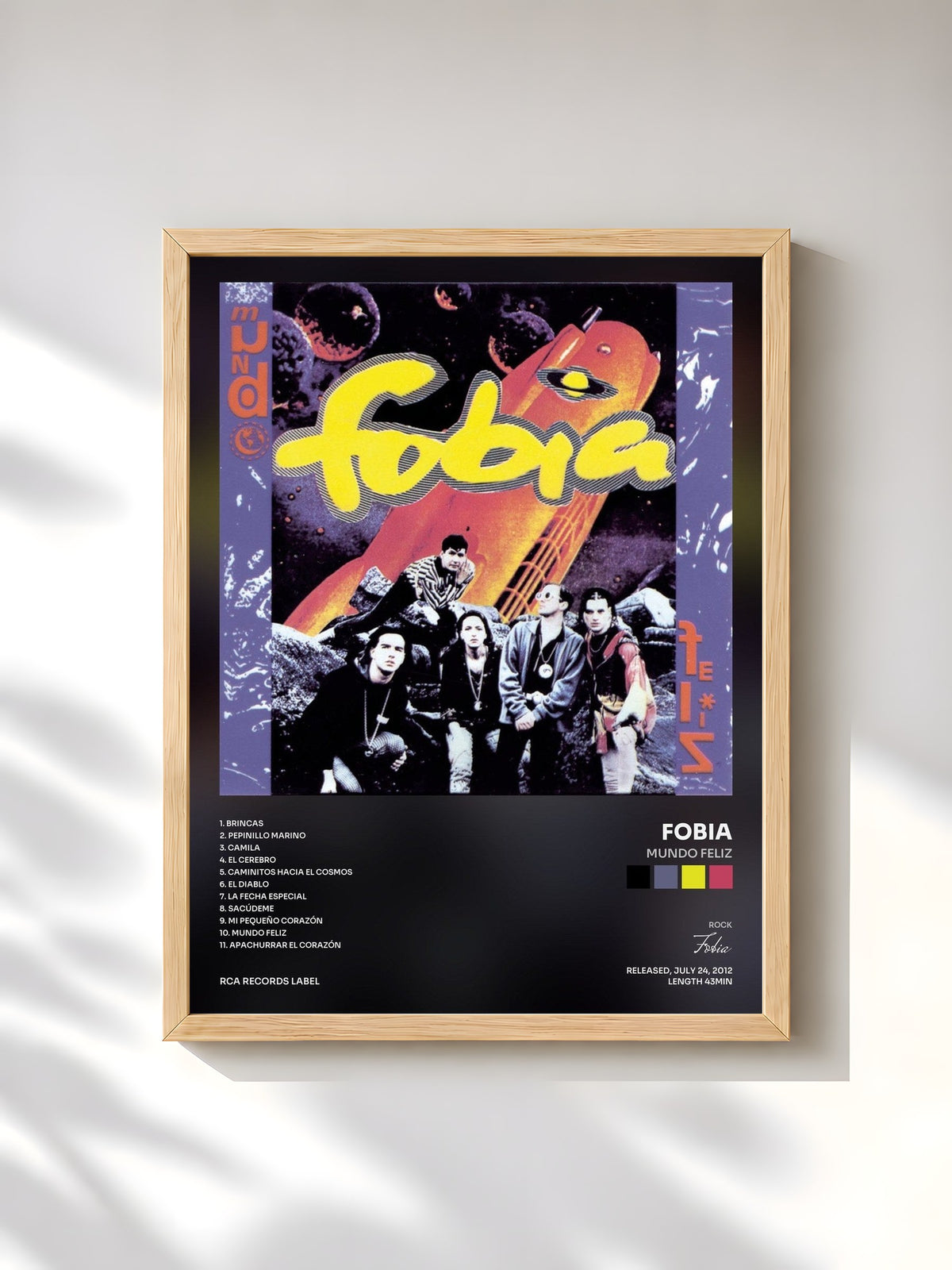 #bois Tableau de l'album Mundo Feliz de Fobia, cadre en bois brut, imprimé et encadré en France