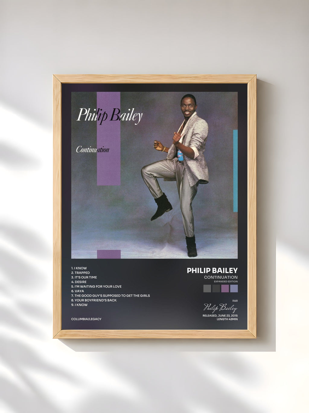 #bois Tableau de l'album Continuation (Expanded Edition) de Philip Bailey, cadre en bois brut, imprimé et encadré en France
