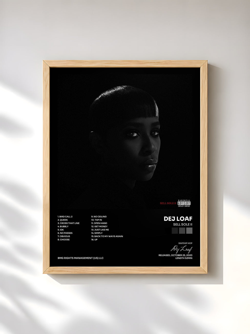 #bois Tableau de l'album Sell Sole II de Dej Loaf, cadre en bois brut, imprimé et encadré en France