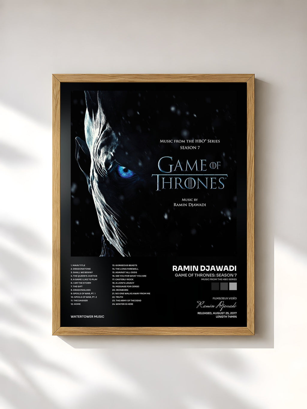 #bois Tableau de l'album Game Of Thrones: Season 7 (Music from the HBO Series) de Ramin Djawadi, cadre en bois brut, imprimé et encadré en France
