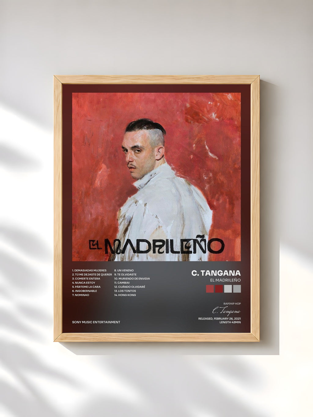 #bois Tableau de l'album El Madrileño de C. Tangana, cadre en bois brut, imprimé et encadré en France