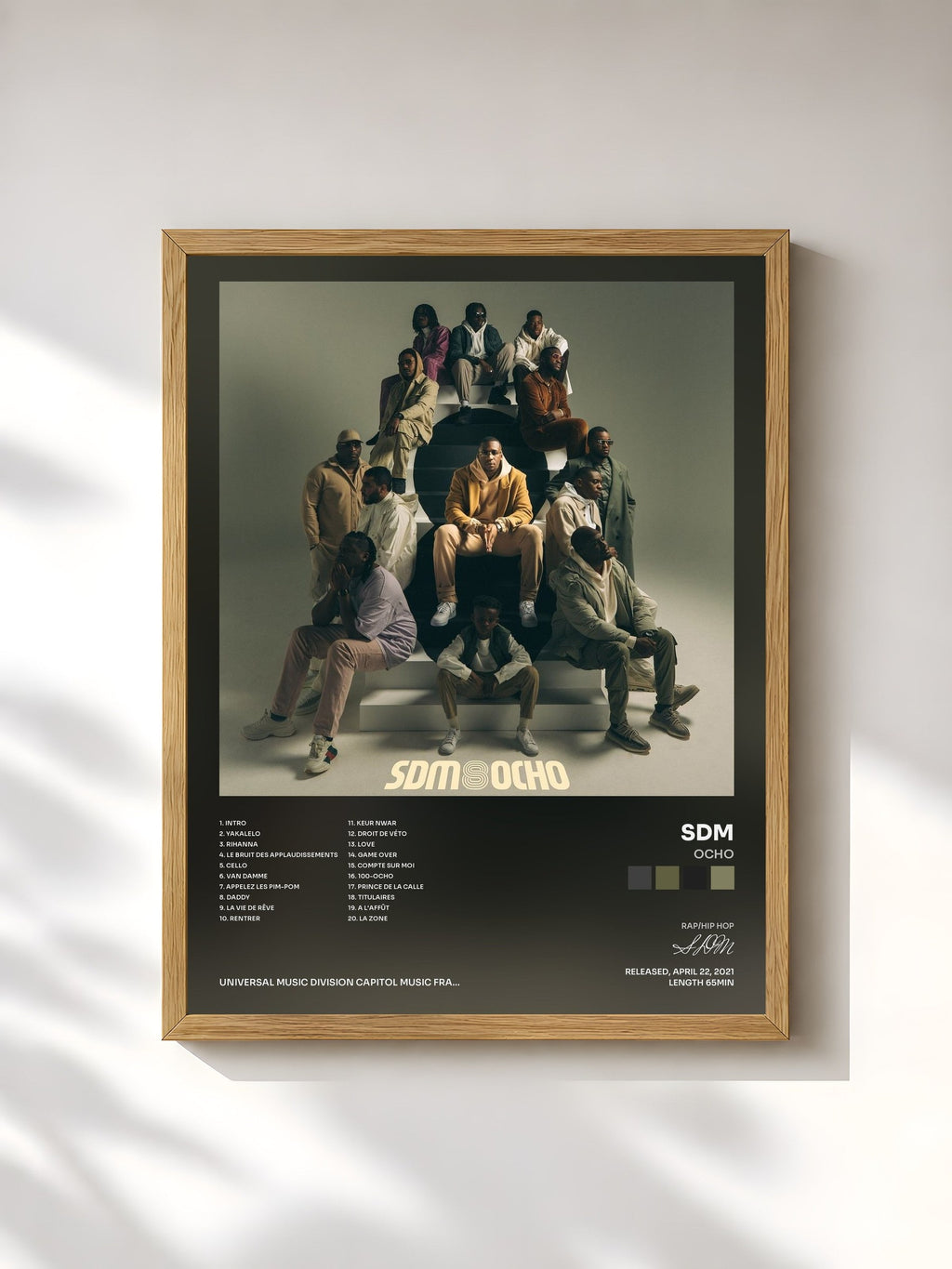 #bois Tableau de l'album OCHO de SDM, cadre en bois brut, imprimé et encadré en France