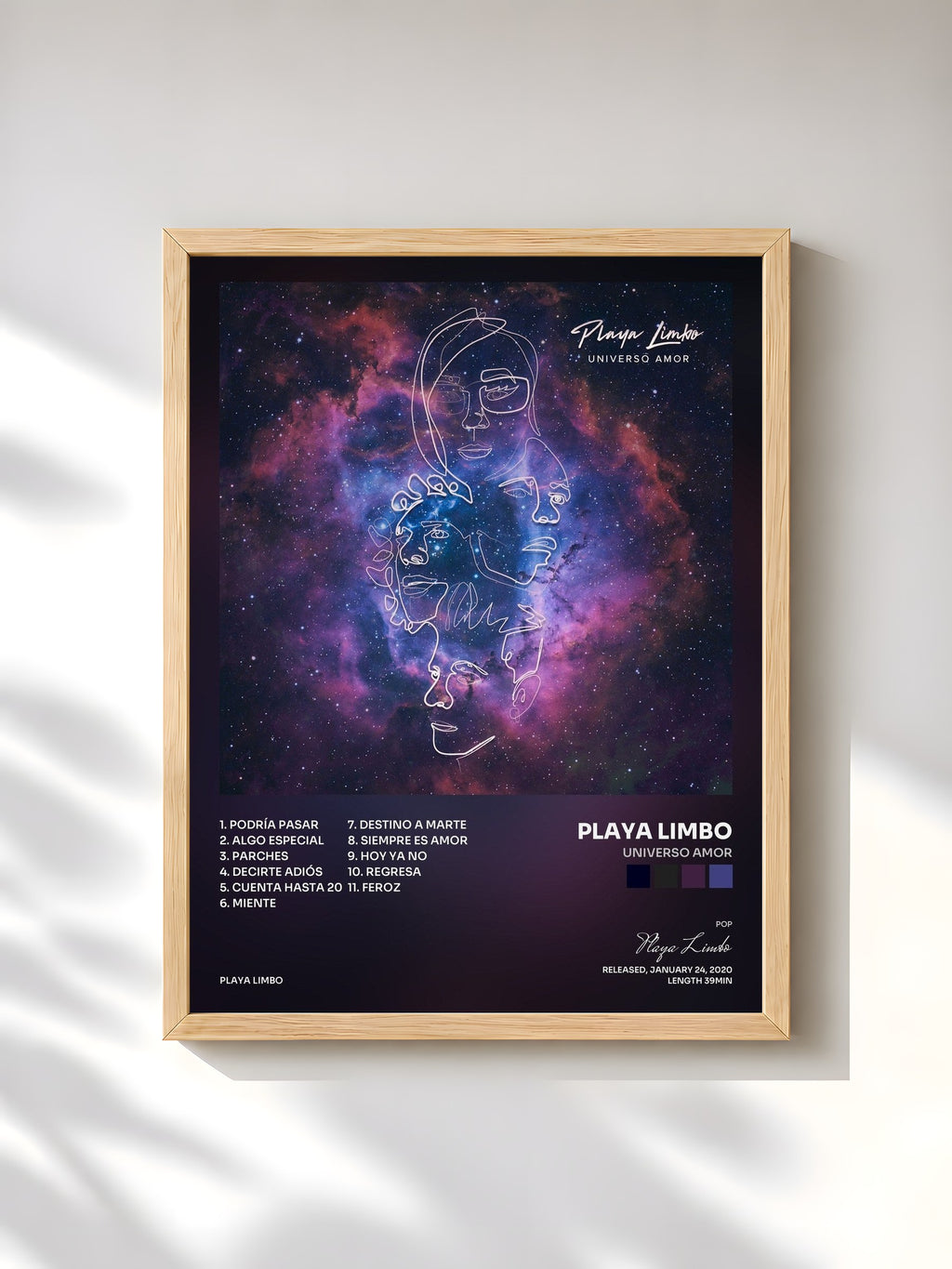 #bois Tableau de l'album Universo Amor de Playa Limbo, cadre en bois brut, imprimé et encadré en France