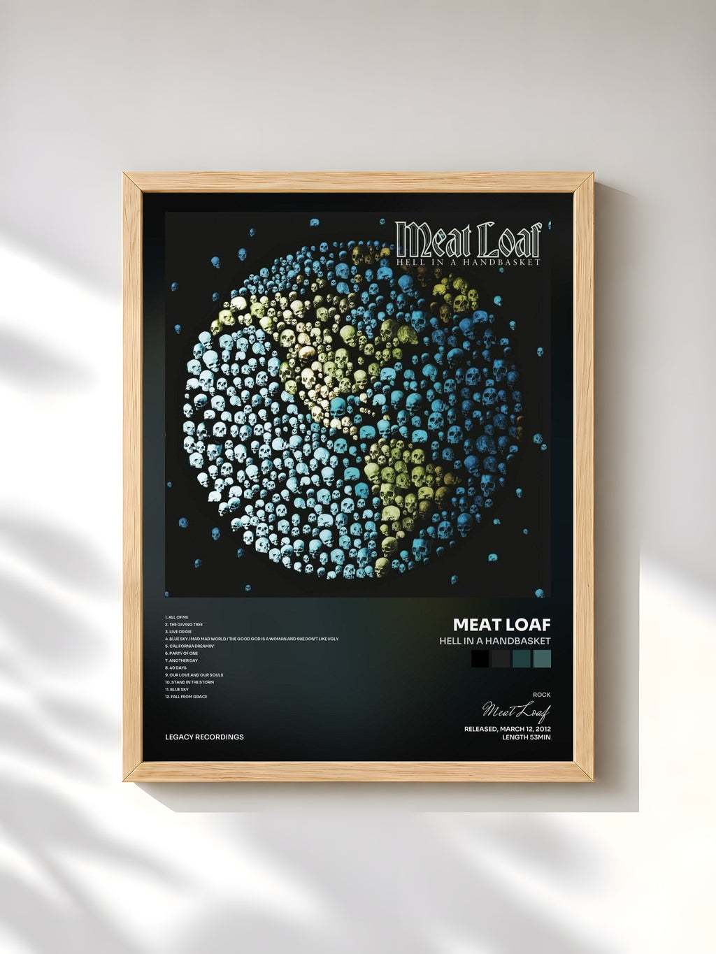 #bois Tableau de l'album Hell In A Handbasket de Meat Loaf, cadre en bois brut, imprimé et encadré en France
