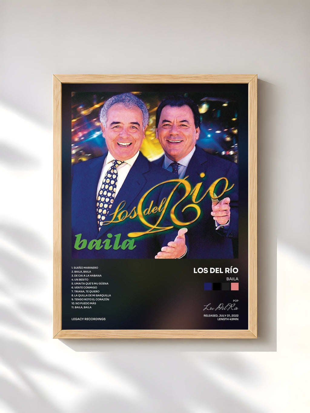 #bois Tableau de l'album Baila de Los Del Río, cadre en bois brut, imprimé et encadré en France