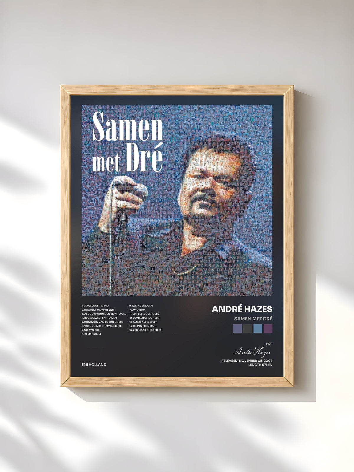 #bois Tableau de l'album Samen Met Dré de André Hazes, cadre en bois brut, imprimé et encadré en France