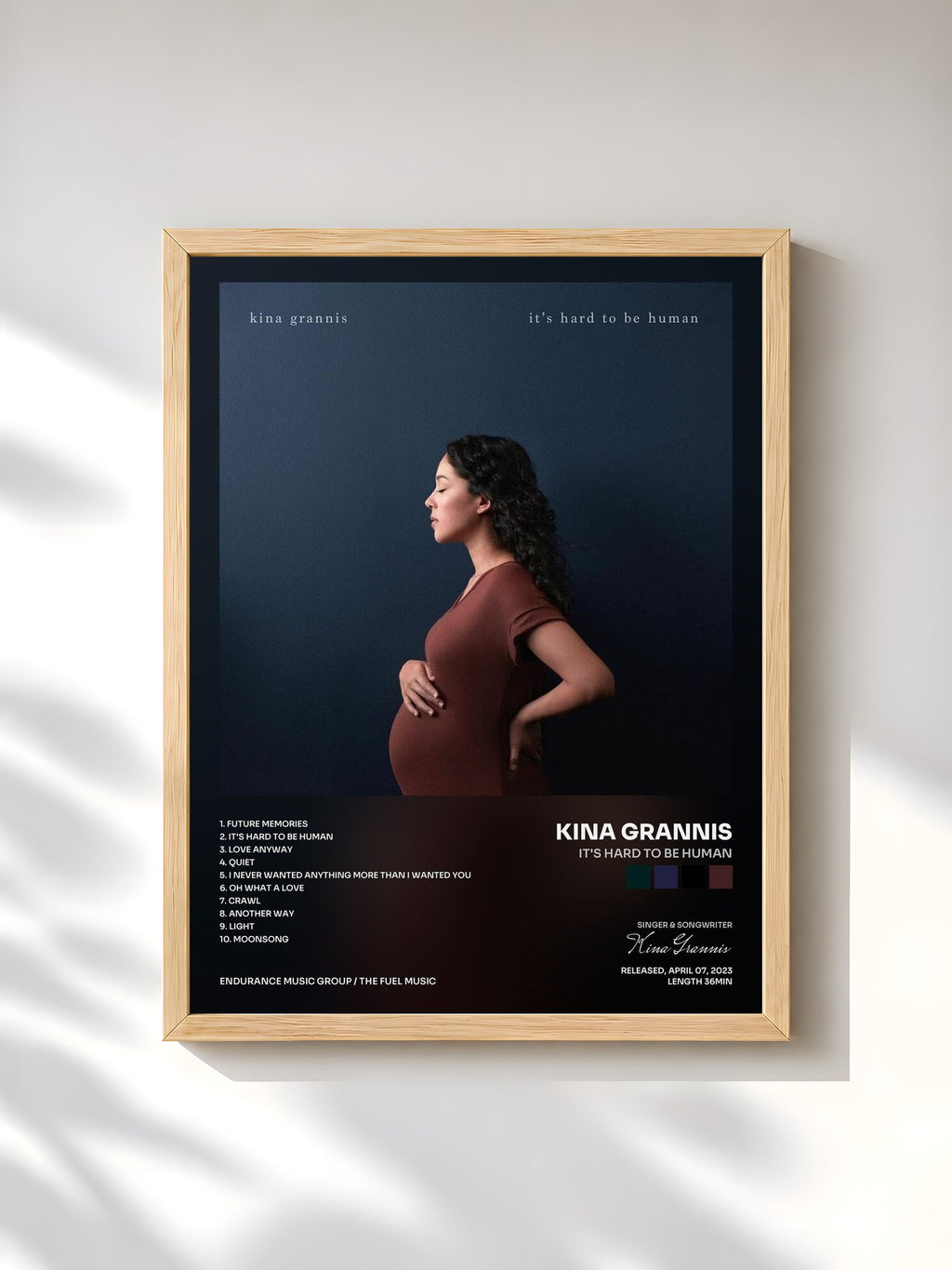 #bois Tableau de l'album It's Hard to Be Human de Kina Grannis, cadre en bois brut, imprimé et encadré en France