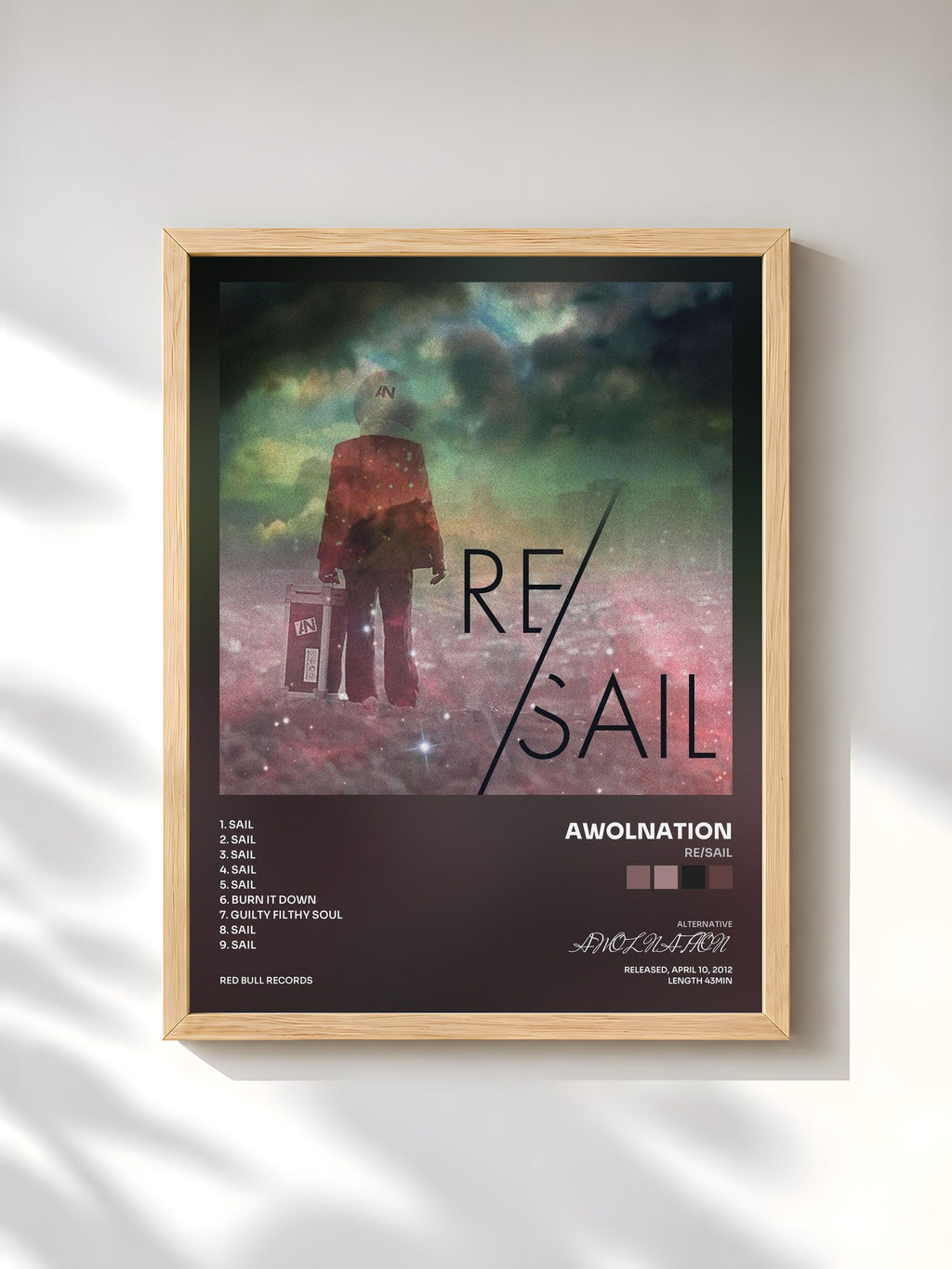 #bois Tableau de l'album RE/Sail de AWOLNATION, cadre en bois brut, imprimé et encadré en France