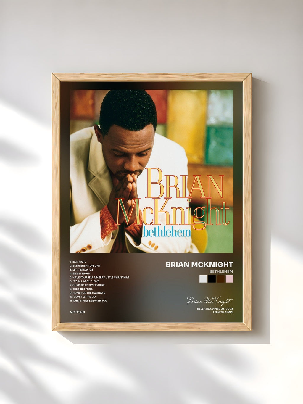 #bois Tableau de l'album Bethlehem de Brian McKnight, cadre en bois brut, imprimé et encadré en France