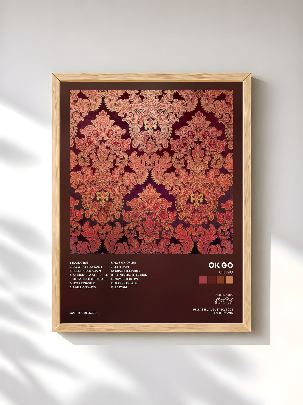 #bois Tableau de l'album Oh No de OK Go, cadre en bois brut, imprimé et encadré en France