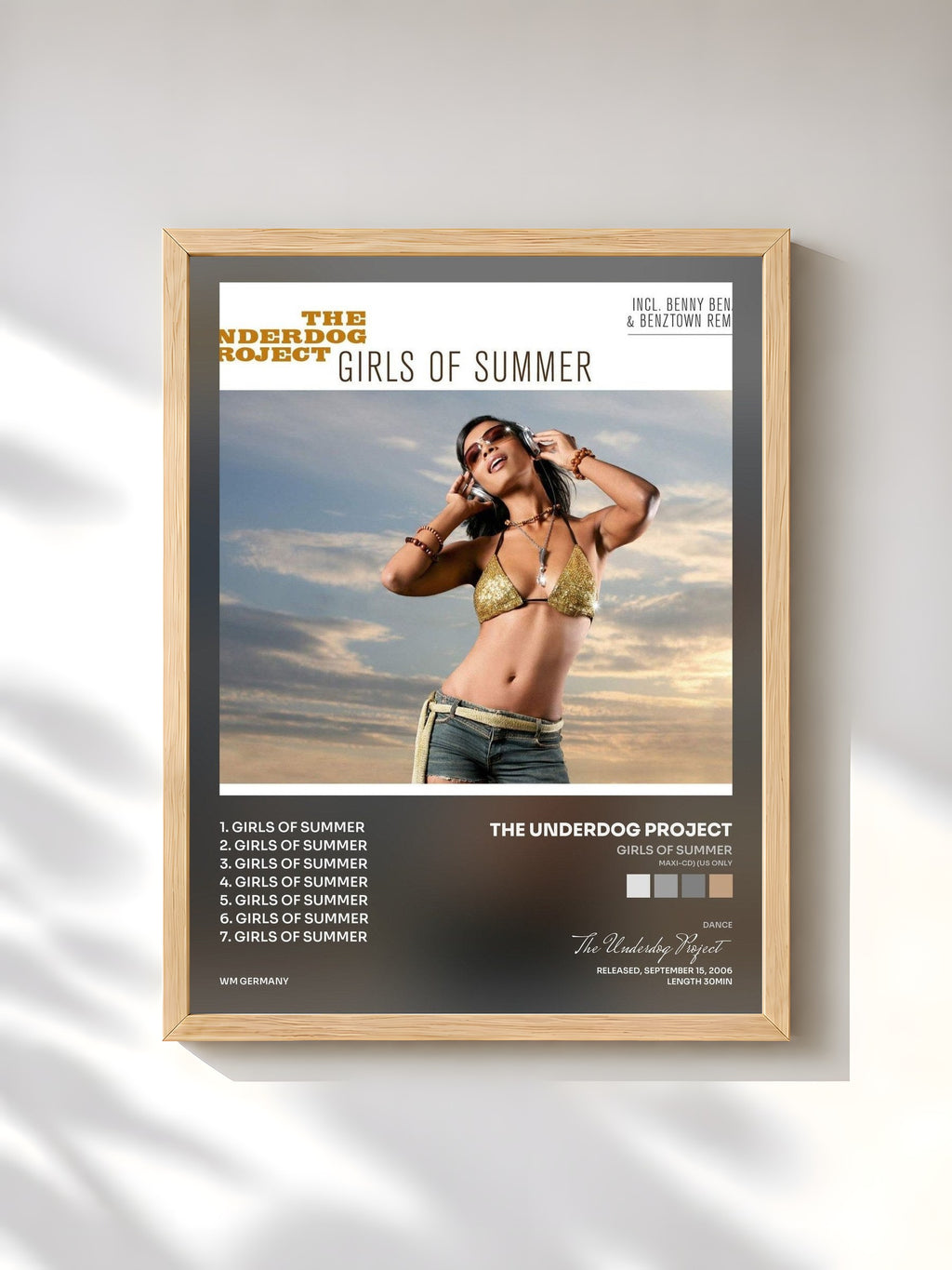#bois Tableau de l'album Girls Of Summer (Maxi-CD) (US Only) de The Underdog Project, cadre en bois brut, imprimé et encadré en France