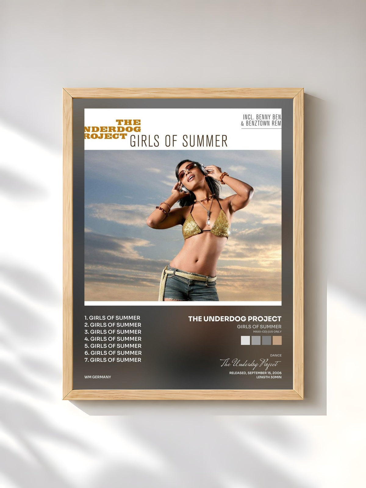 #bois Tableau de l'album Girls Of Summer (Maxi-CD) (US Only) de The Underdog Project, cadre en bois brut, imprimé et encadré en France