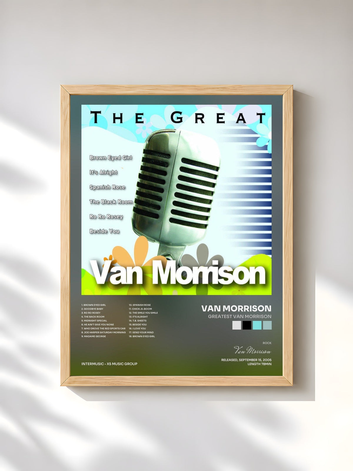 #bois Tableau de l'album Greatest Van Morrison de Van Morrison, cadre en bois brut, imprimé et encadré en France