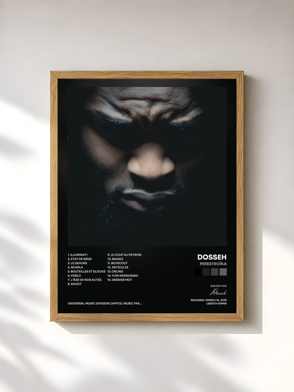 #bois Tableau de l'album Perestroïka de Dosseh, cadre en bois brut, imprimé et encadré en France