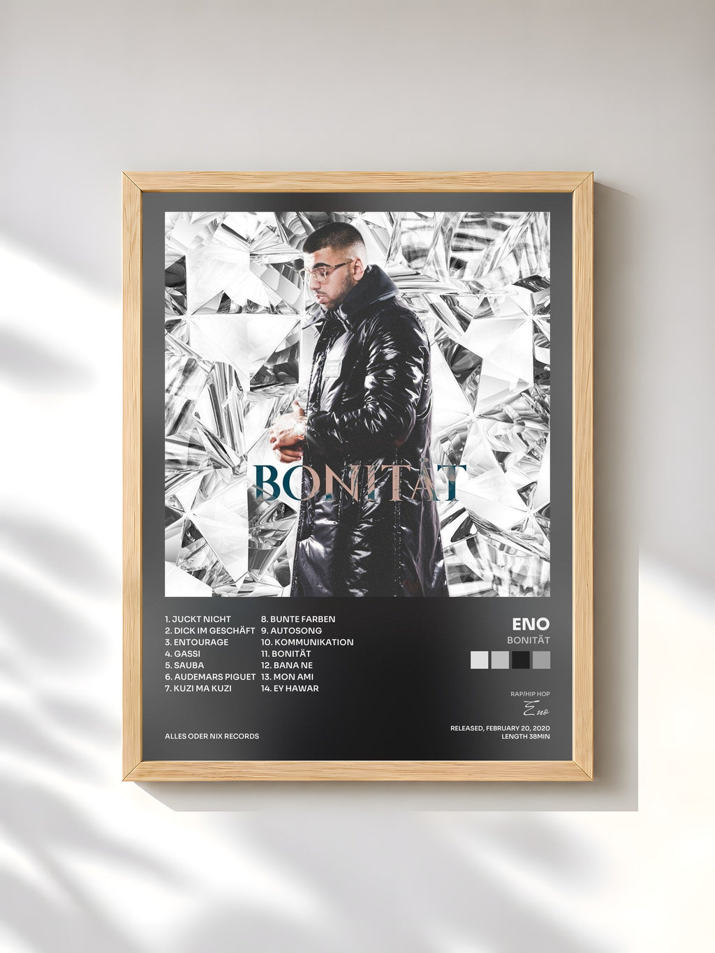 #bois Tableau de l'album Bonität de Eno, cadre en bois brut, imprimé et encadré en France