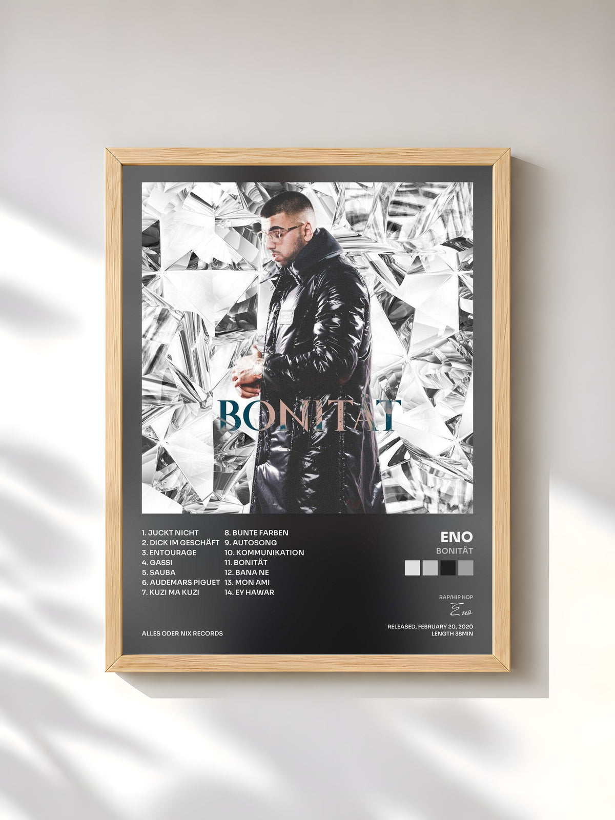 #bois Tableau de l'album Bonität de Eno, cadre en bois brut, imprimé et encadré en France